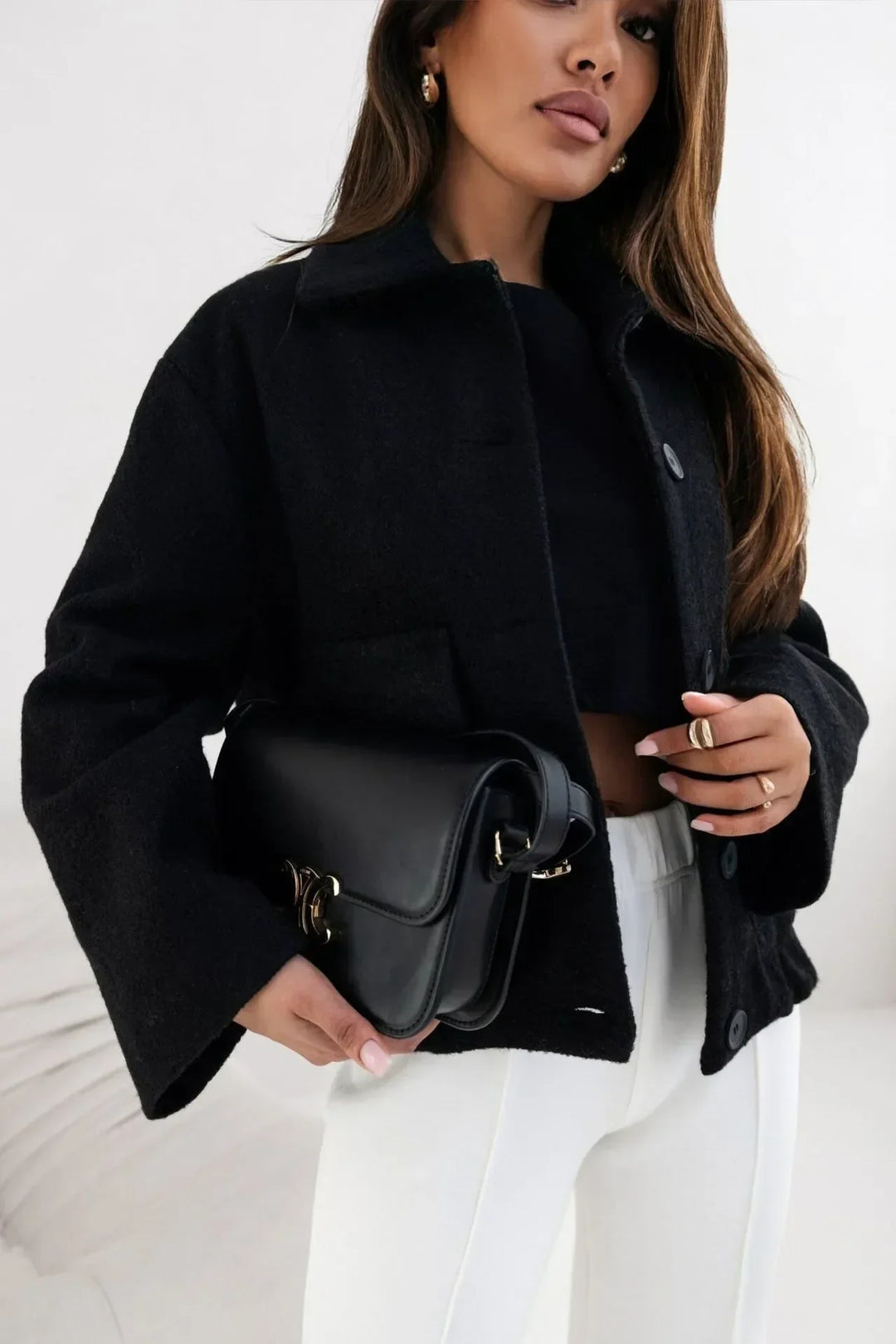 Daria – Chaqueta corta de tela suave con grandes bolsillos para mujeres