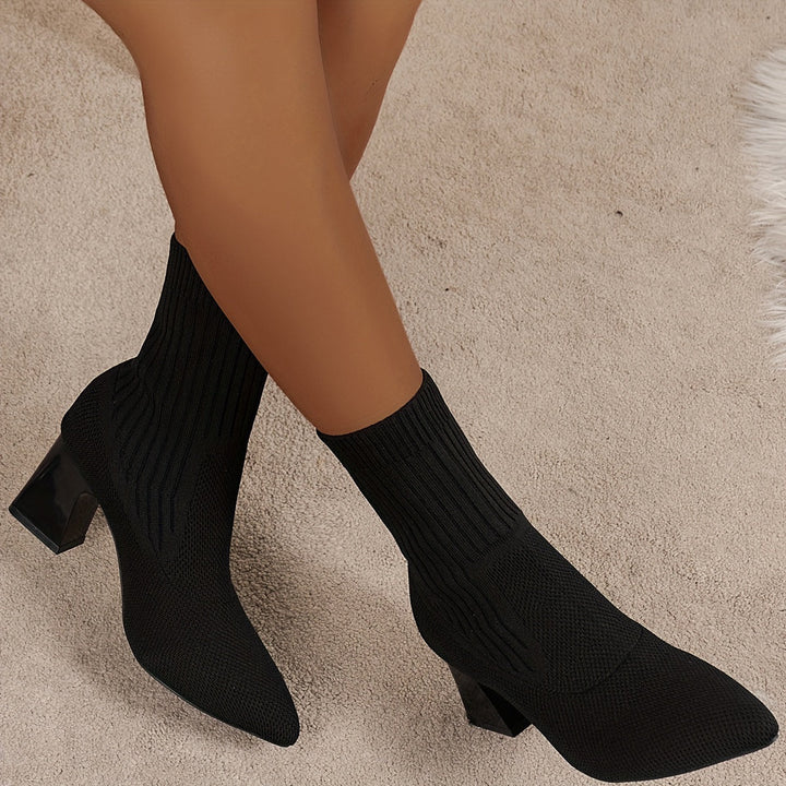 Lunessa - Botines de mujer con tacón y material elástico