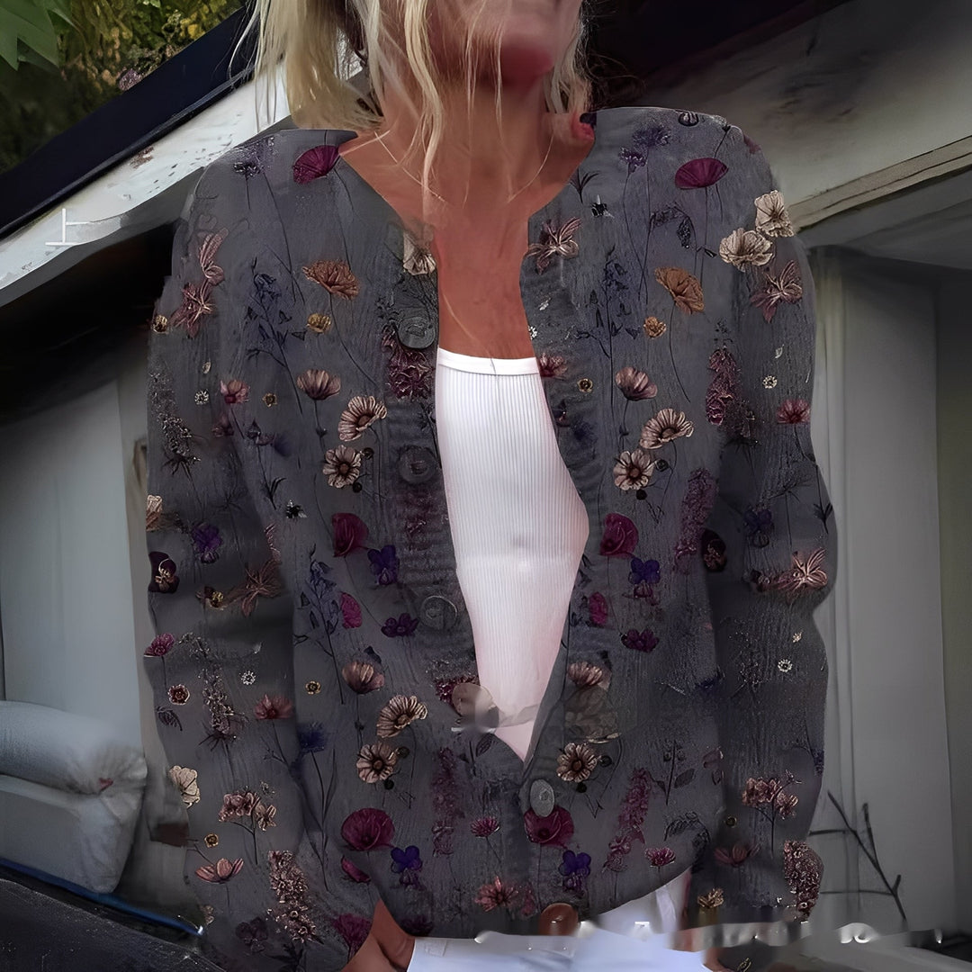 Rita | Cárdigan de mujer elegante y cálido con diseño floral