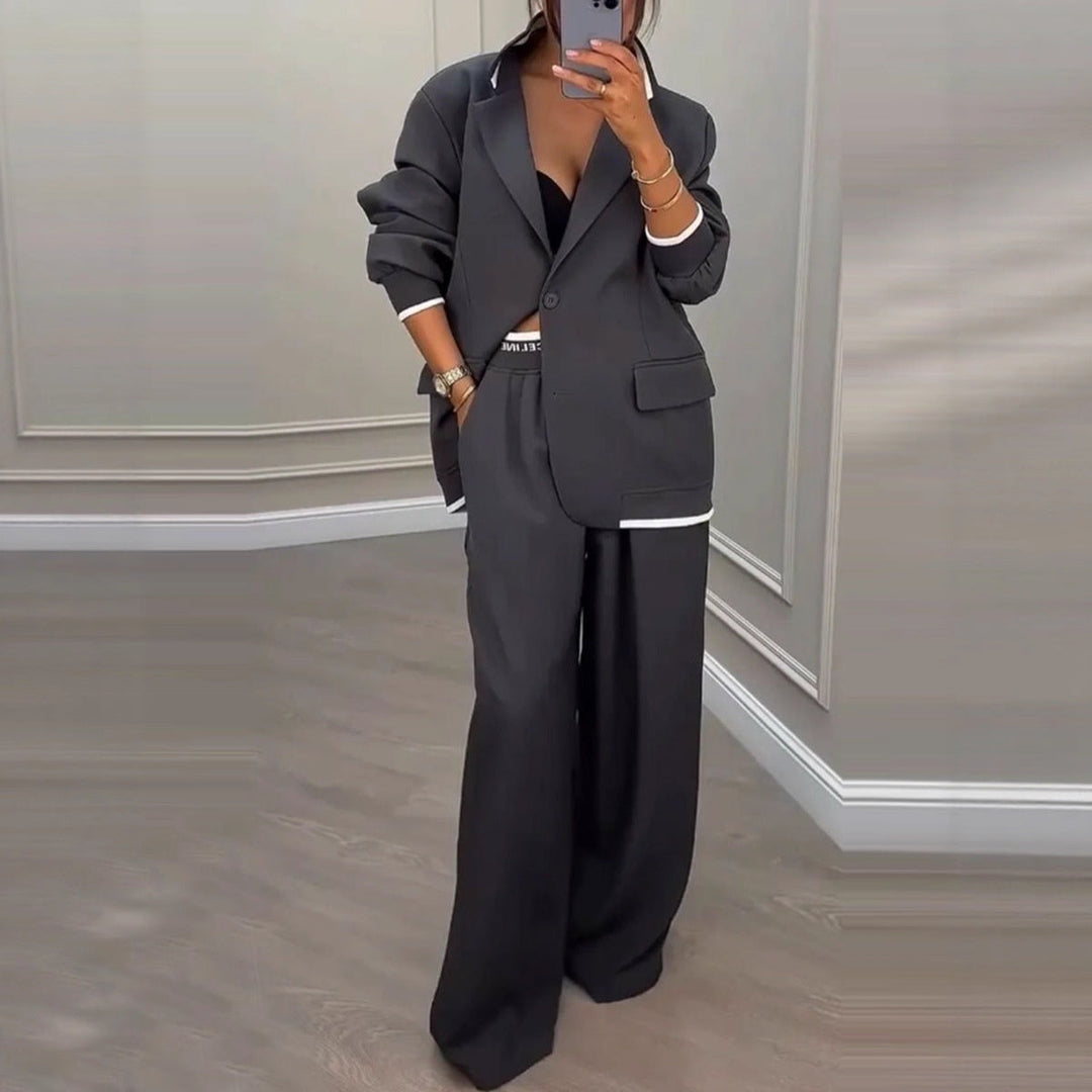 Pamela | Conjunto de mujer con blazer y pantalones anchos, elegante y moderno