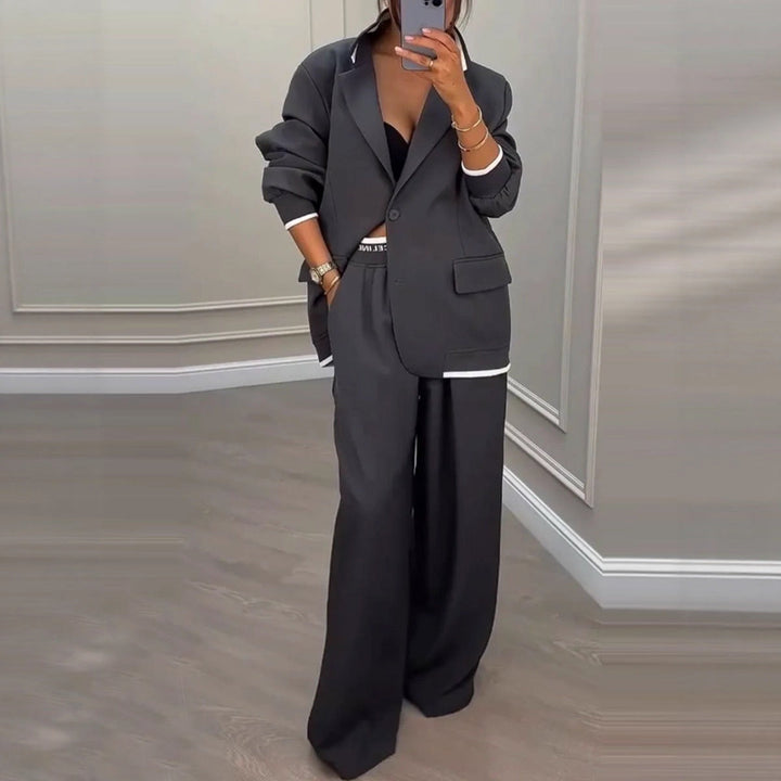 Pamela | Conjunto de mujer con blazer y pantalones anchos, elegante y moderno