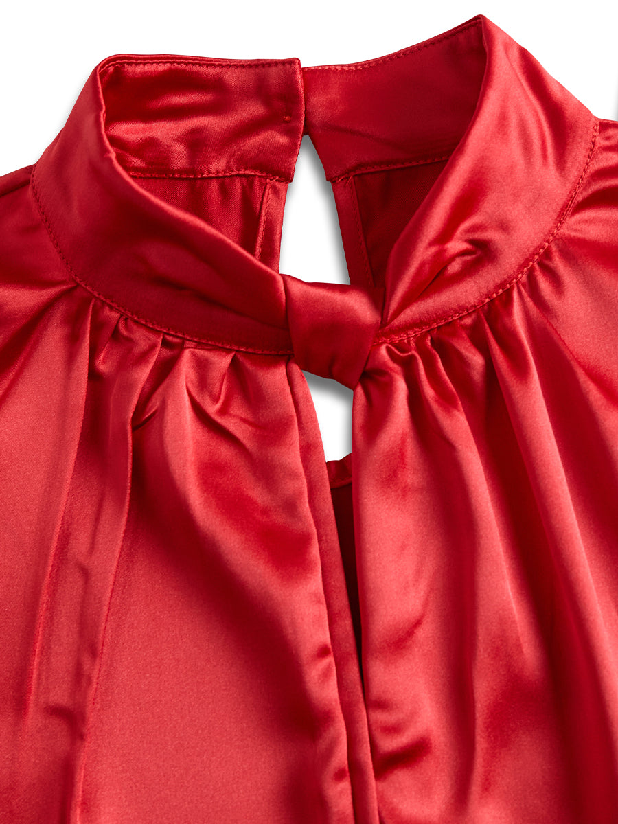 Nala | Blusa de satén elegante con moderno escote en forma de llave