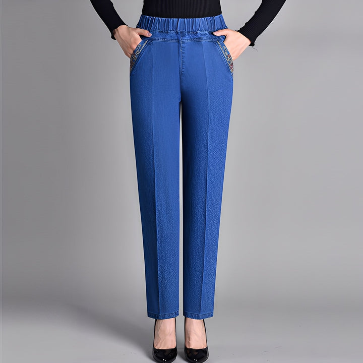 Frances - Pantalones clásicos para mujer con cintura elástica