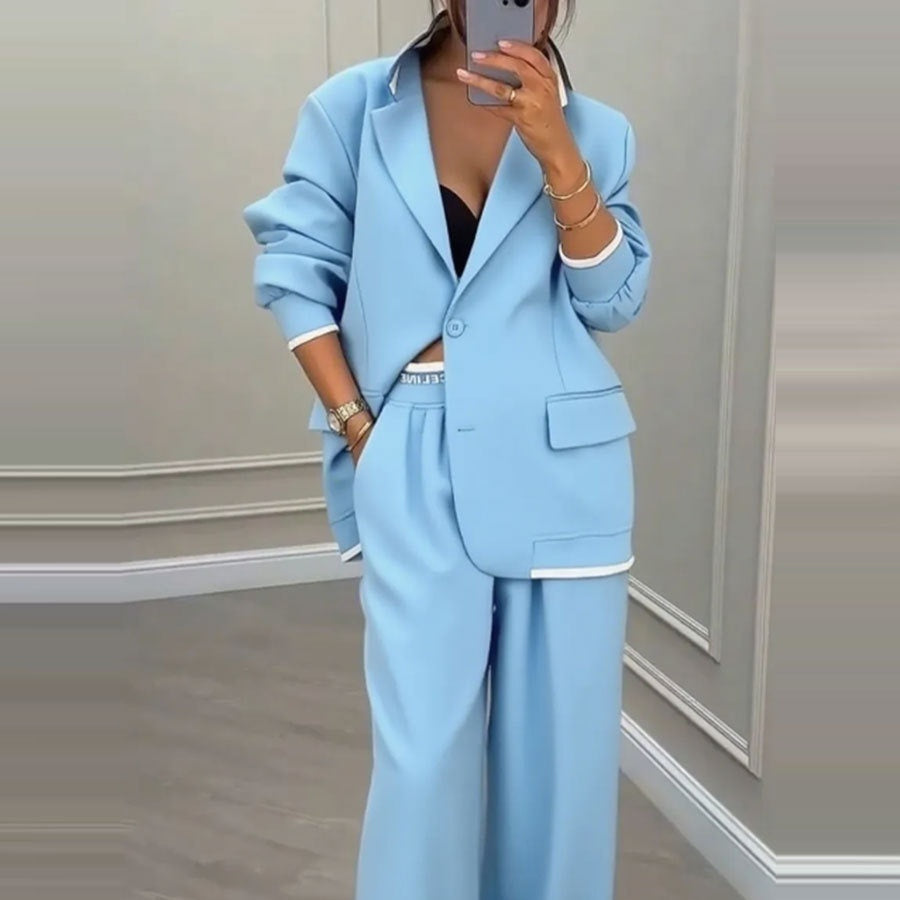 Pamela | Conjunto de mujer con blazer y pantalones anchos, elegante y moderno