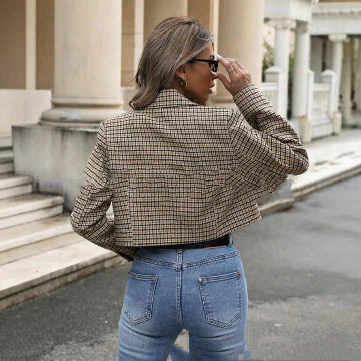 Caroline - Elegante, moderna, de cuadros, chaqueta corta para mujer