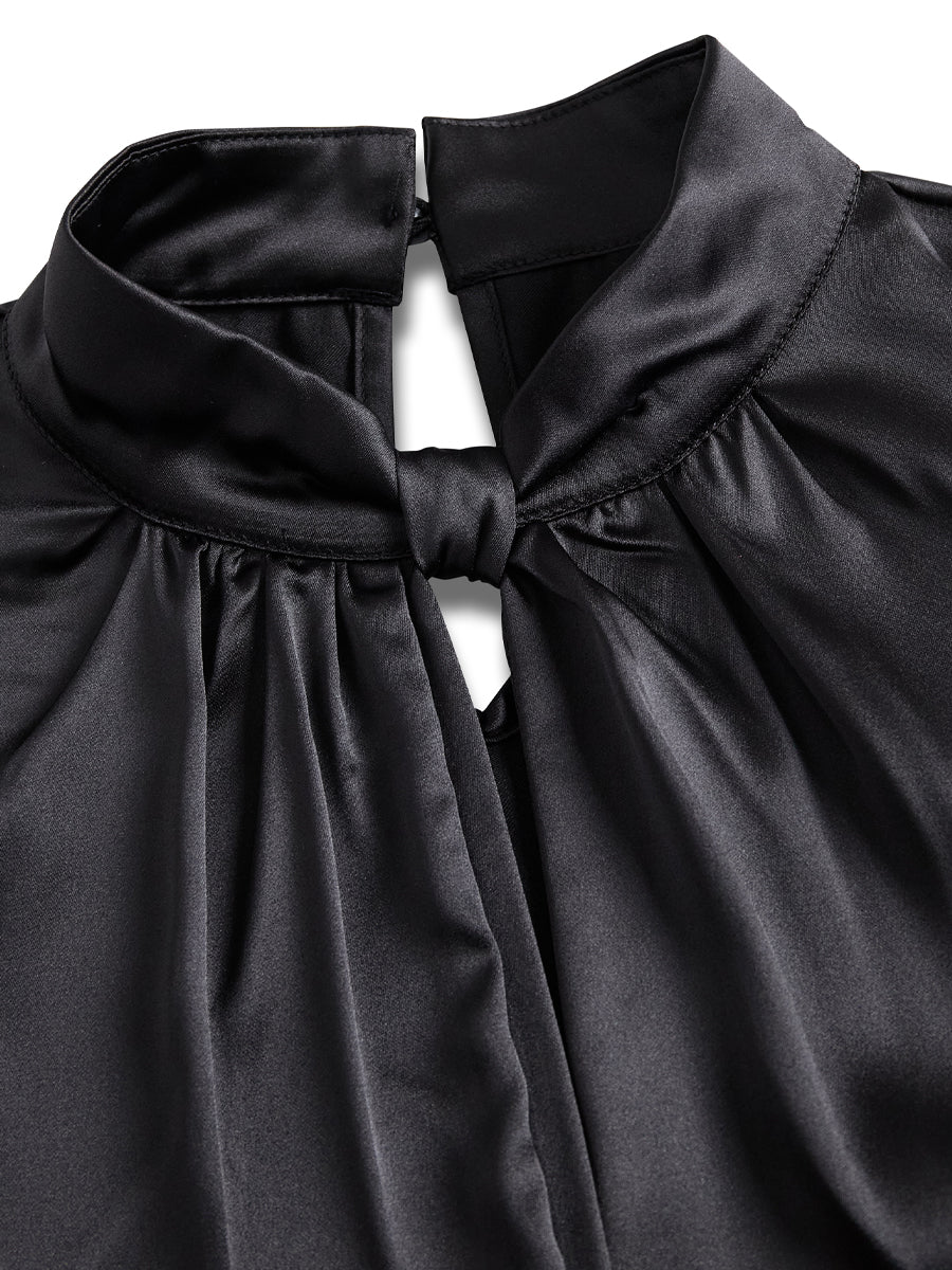 Nala | Blusa de satén elegante con moderno escote en forma de llave