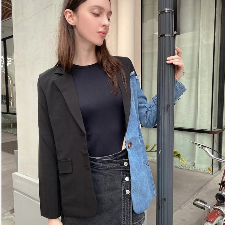 Helena - Chaqueta larga con cuello de solapa y bolsillos