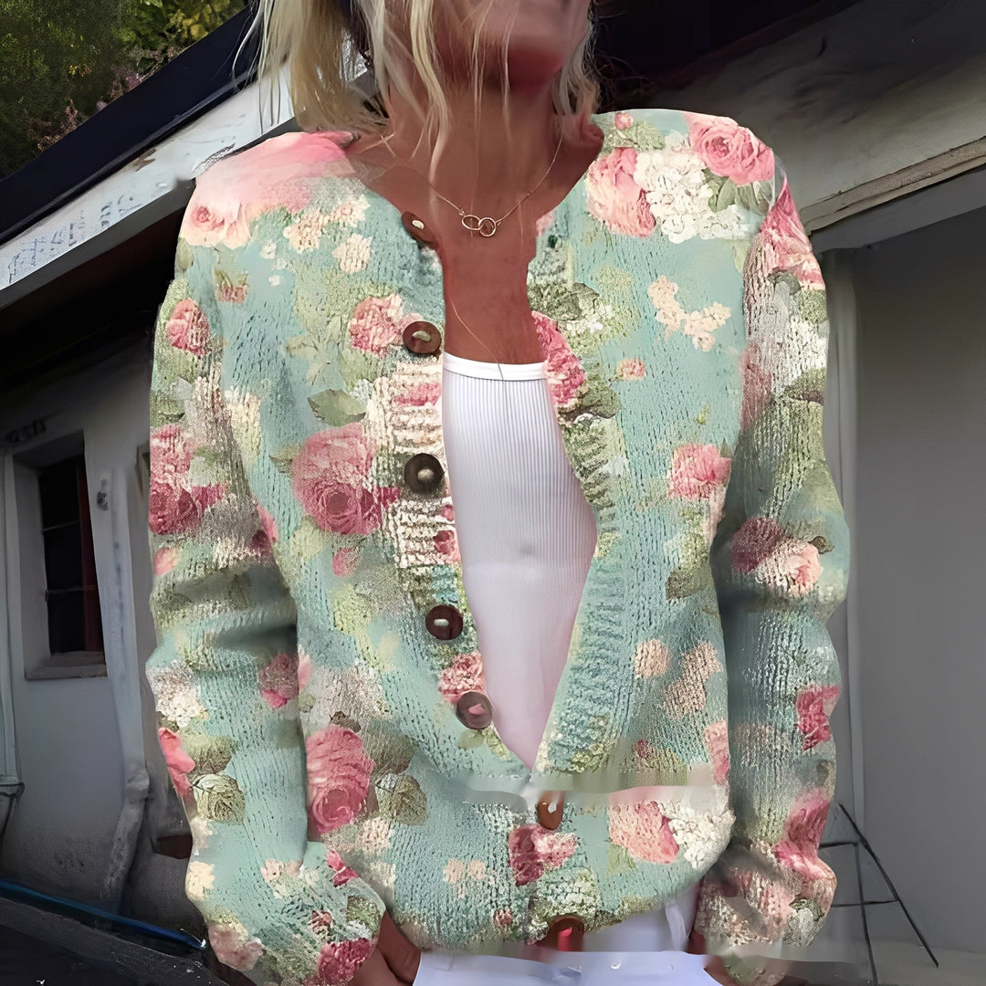Rita | Cárdigan de mujer elegante y cálido con diseño floral