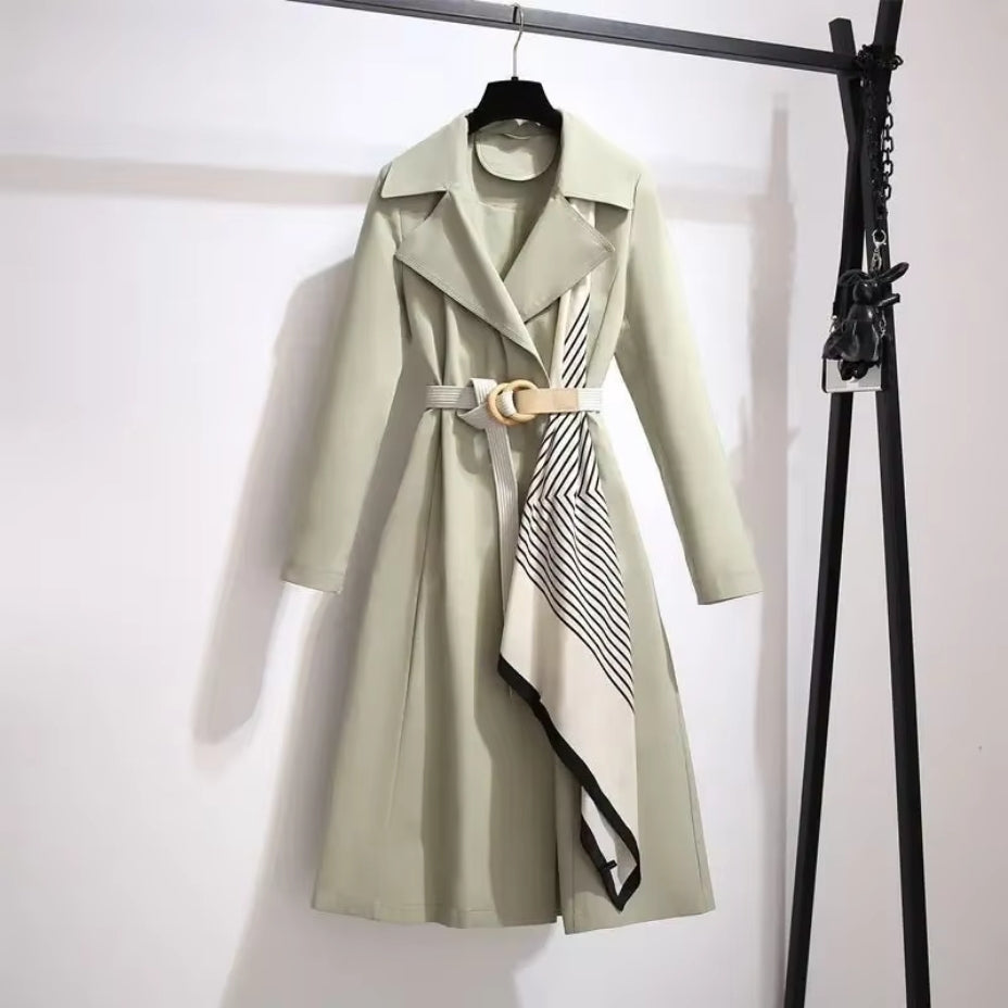 Barbara | Abrigo de mujer de doble botonadura con cinturón y cuello de solapa, elegante