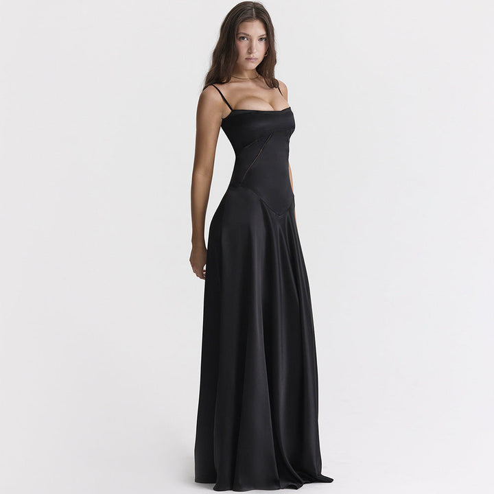 Olivia | Elegante vestido de satén maxi con atado en la espalda