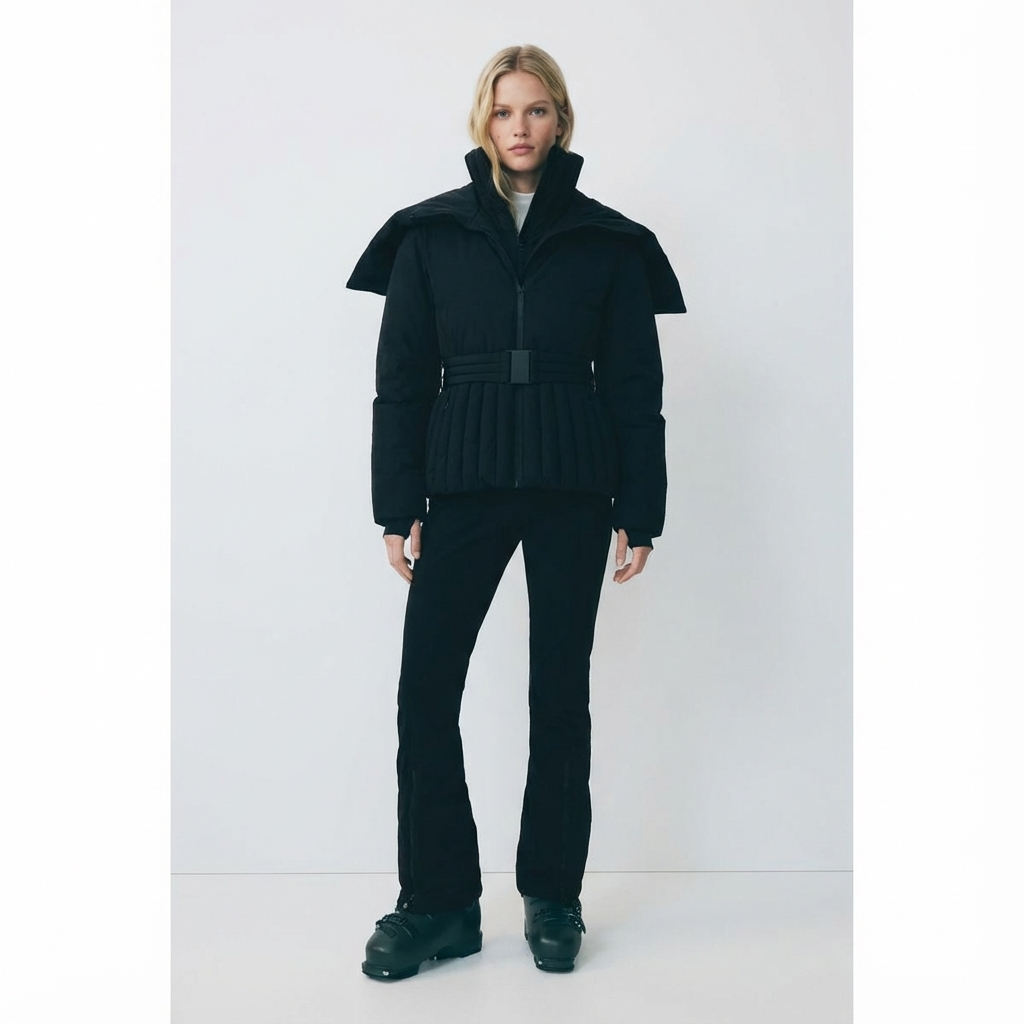 Glenda - Chaqueta de esquí impermeable con capucha desmontable y corte ajustado para mujeres