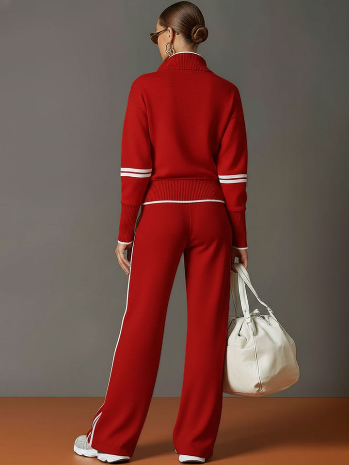 Lori | Conjunto de mujer con sudadera de media cremallera y pantalones de pierna ancha