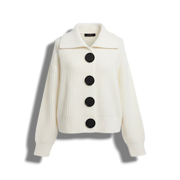 Mara - Cárdigan Moderno con Botones – Suave Estructura de Tejido con Cuello