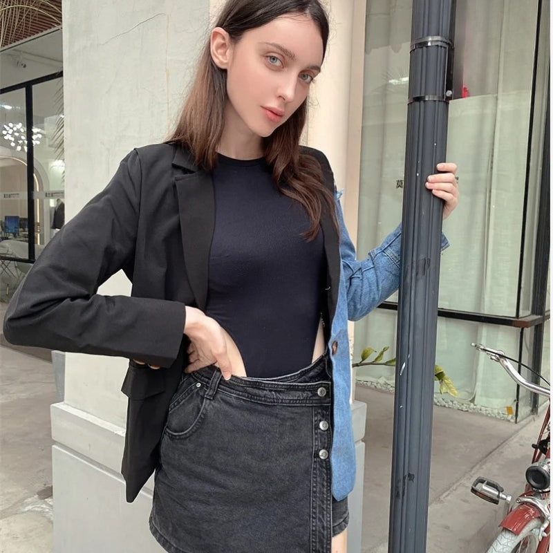 Helena - Chaqueta larga con cuello de solapa y bolsillos
