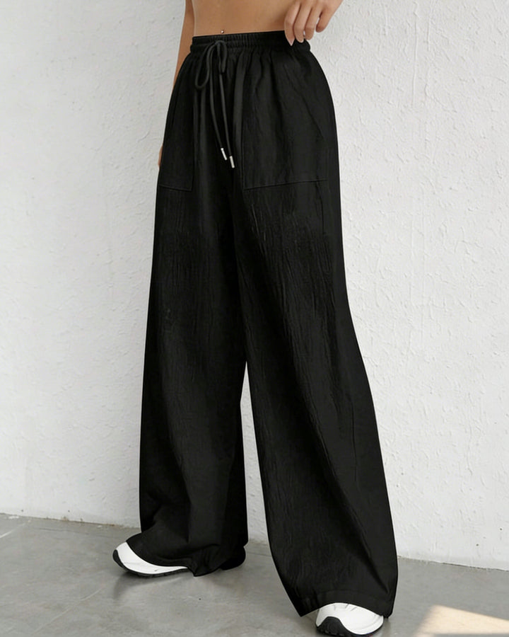 Braden | Pantalones de mujer de algodón y lino con cordón ajustable, corte holgado