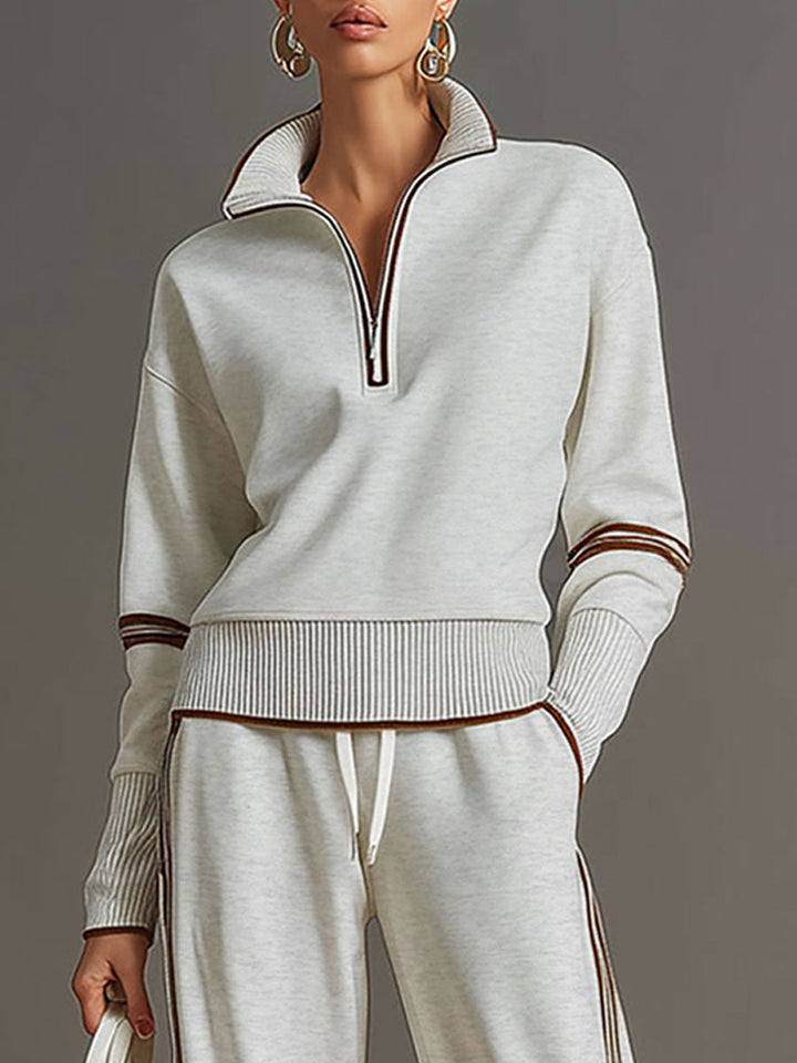 Lori | Conjunto de mujer con sudadera de media cremallera y pantalones de pierna ancha