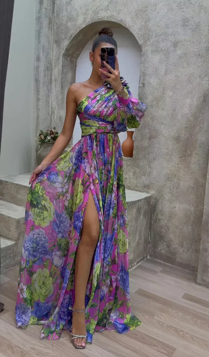 Delia | Vestido elegante de mujer con hombros caídos para fiestas de verano