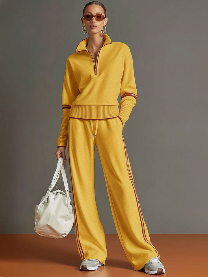 Lori | Conjunto de mujer con sudadera de media cremallera y pantalones de pierna ancha