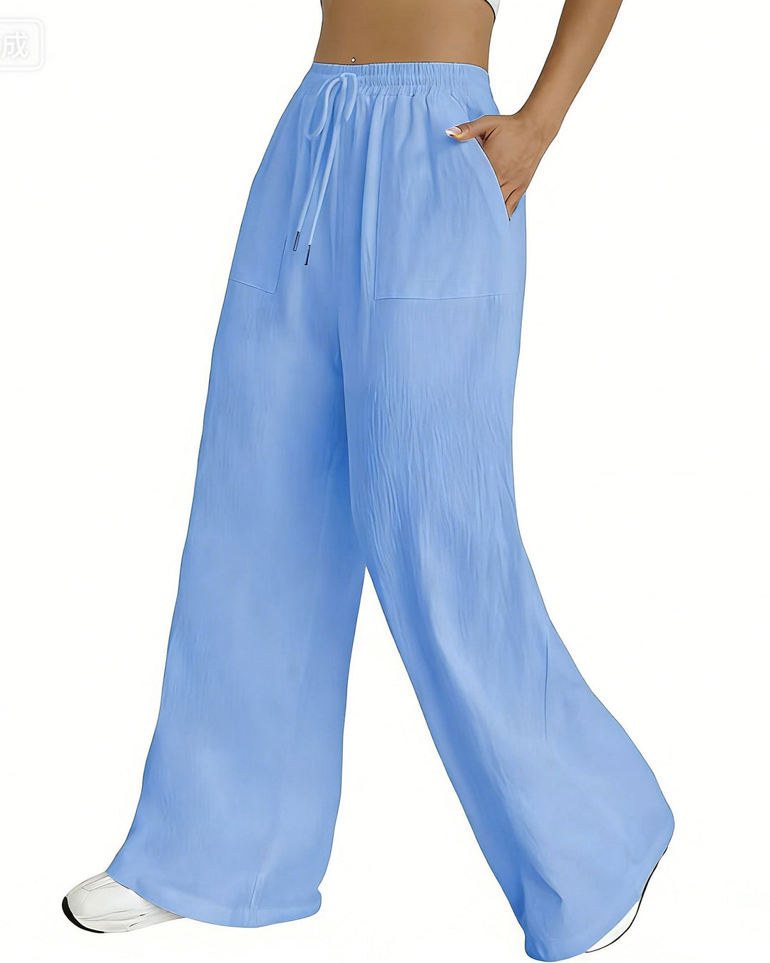 Braden | Pantalones de mujer de algodón y lino con cordón ajustable, corte holgado