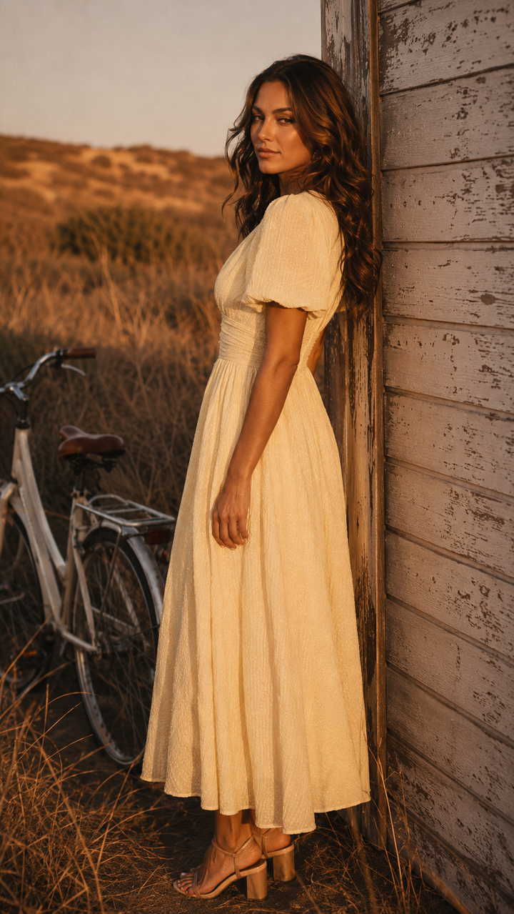 Celinda | Vestido de noche midi para mujer con escote en V