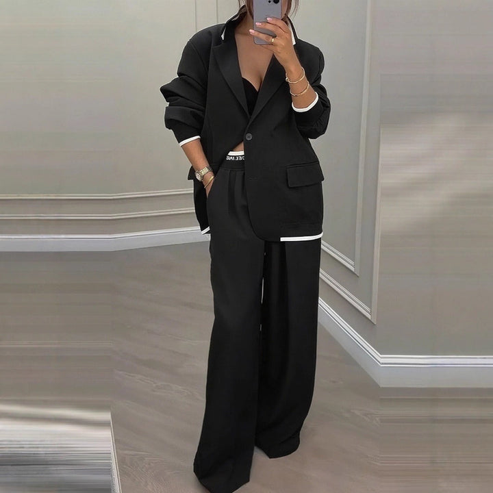 Pamela | Conjunto de mujer con blazer y pantalones anchos, elegante y moderno