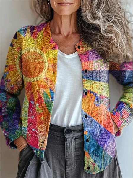 Agata - Cárdigan de mujer con estampado de patchwork | Con botones
