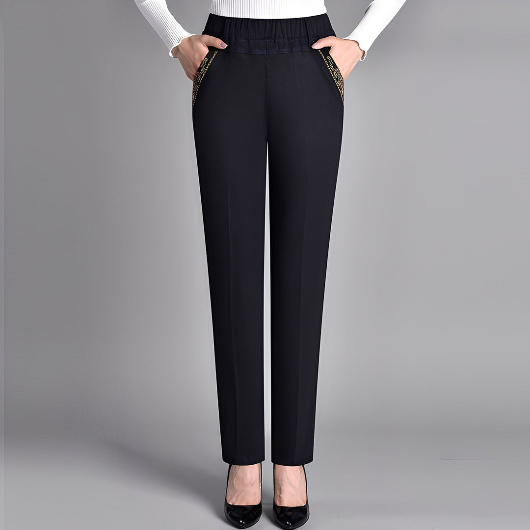 Frances - Pantalones clásicos para mujer con cintura elástica