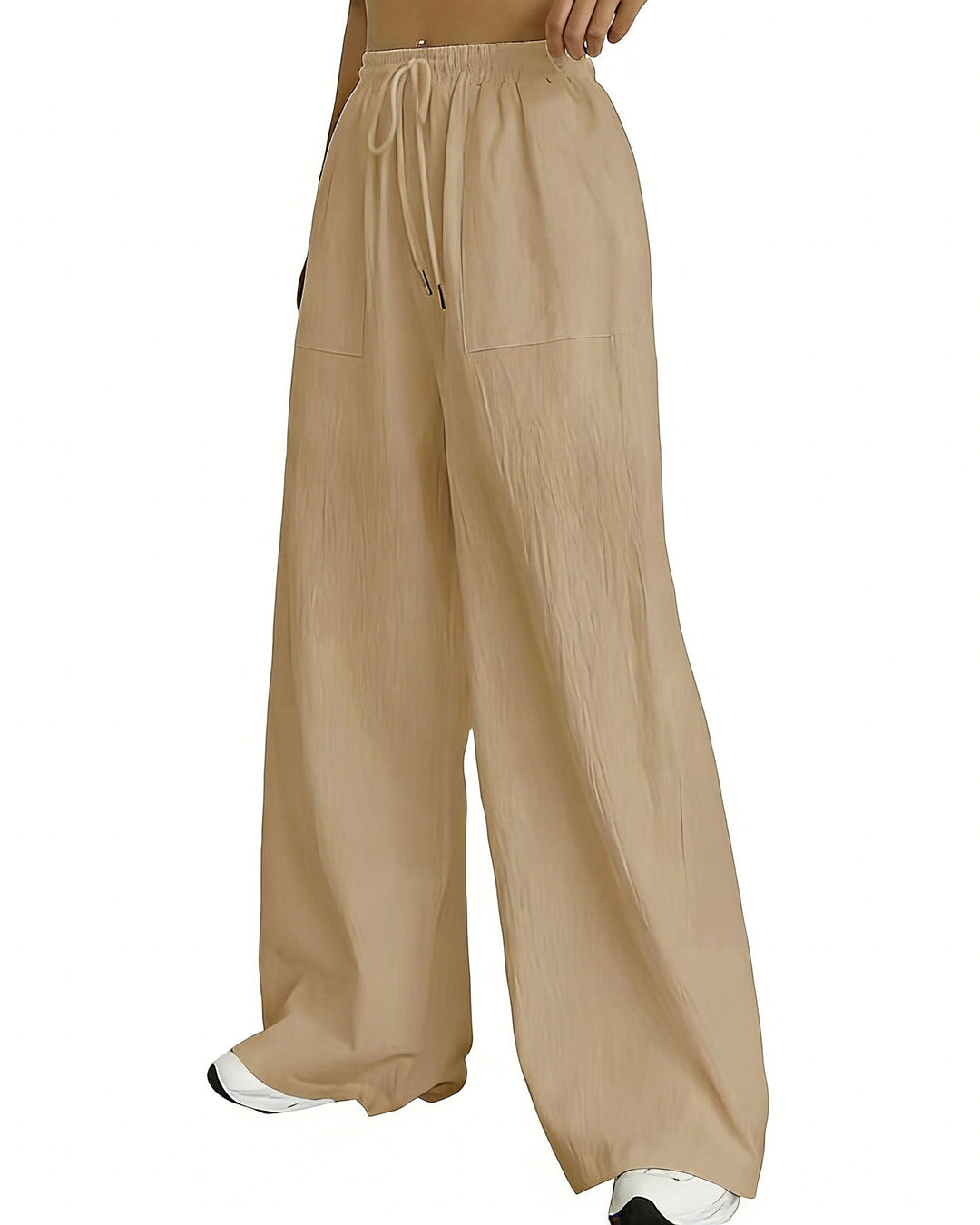 Braden | Pantalones de mujer de algodón y lino con cordón ajustable, corte holgado