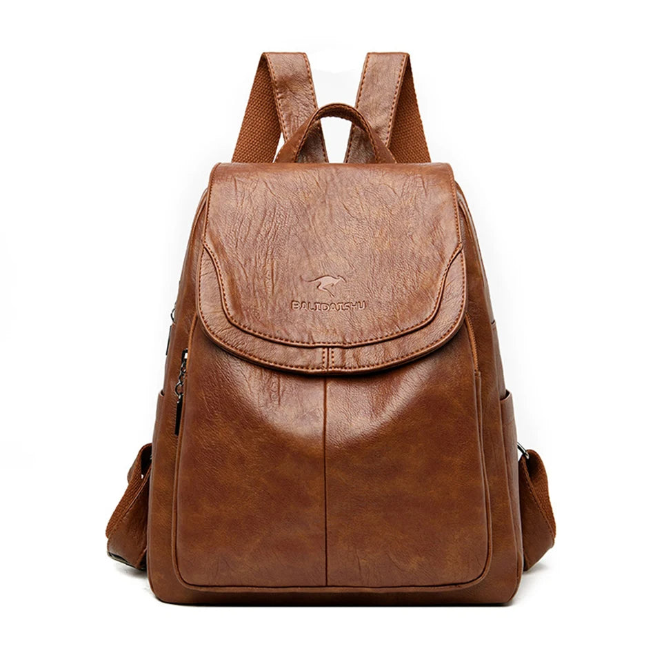 Kinga - Mochila de Seguridad para Mujeres en Cuero - Diseño Estiloso y Espacioso Antirrobo