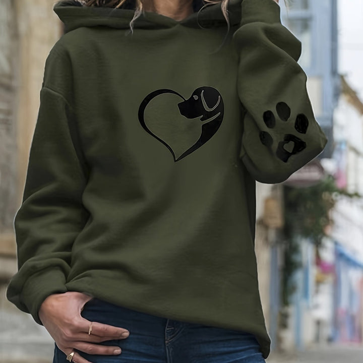 Aveline - Sudadera femenina con capucha y diseño de perro y pata