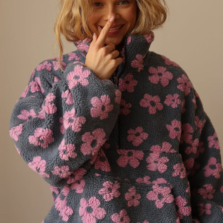 Sofiaa | Sudadera de Polar Acogedora de Invierno con Patrón Floral