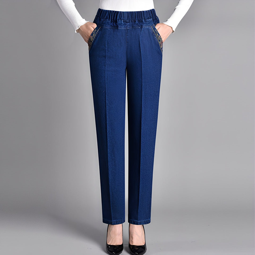 Frances - Pantalones clásicos para mujer con cintura elástica