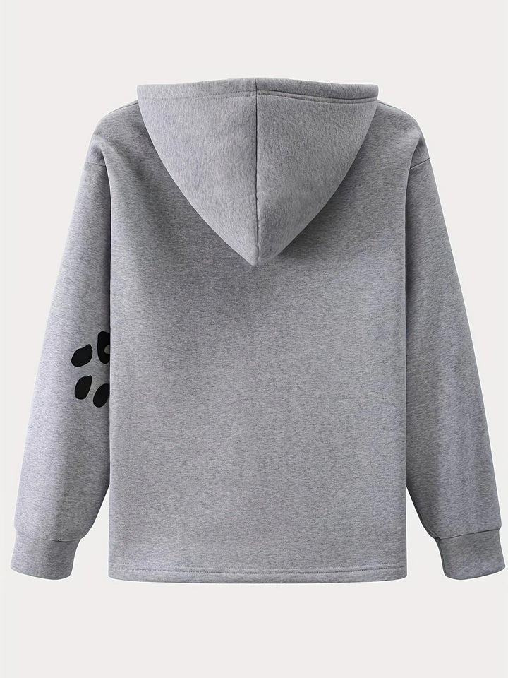 Aveline - Sudadera femenina con capucha y diseño de perro y pata