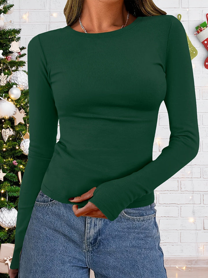 Noressa - Blusa de mujer de manga larga con escote redondo para otoño e invierno