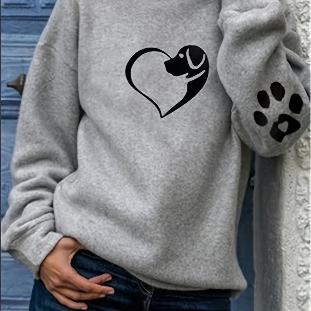 Aveline - Sudadera femenina con capucha y diseño de perro y pata