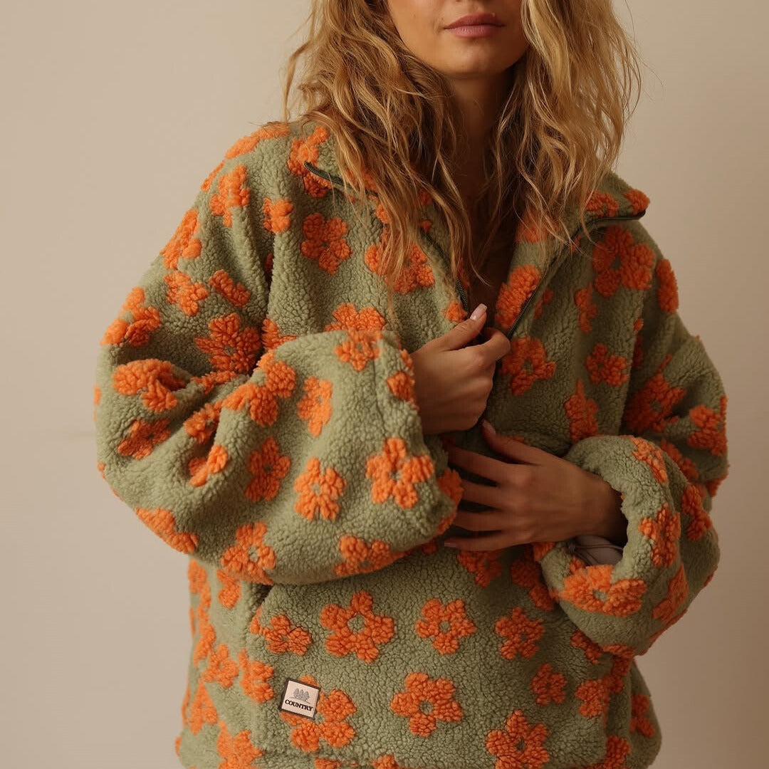 Sofiaa | Sudadera de Polar Acogedora de Invierno con Patrón Floral