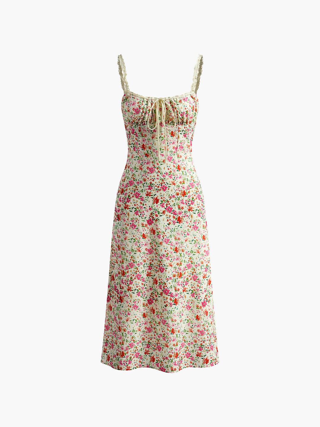 Jan | Vestido midi sin mangas con acabado floral, corte ligero
