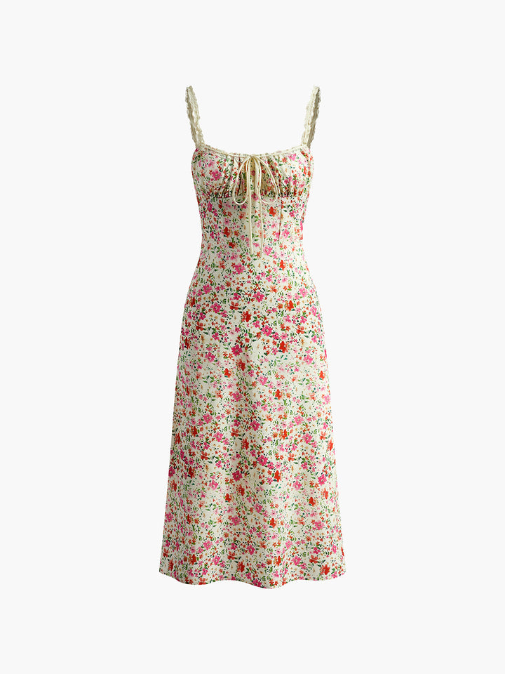 Jan | Vestido midi sin mangas con acabado floral, corte ligero