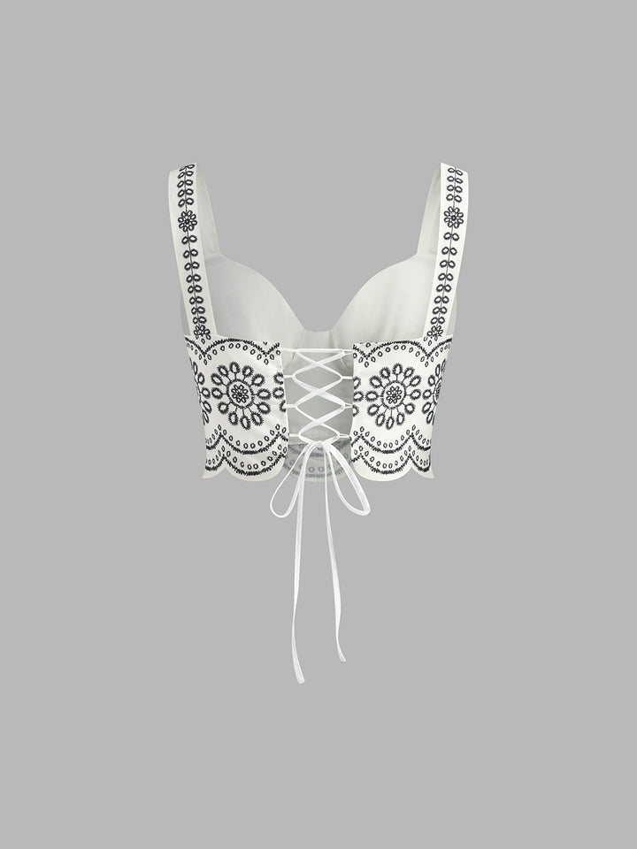 Dawn | Conjunto de mujer con falda y top sin mangas, estampado y lazo en la espalda