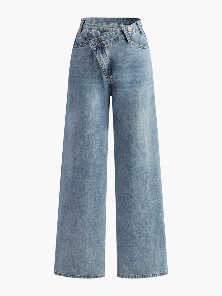 Nancy | Jeans de mujer con cintura asimétrica y perneras anchas