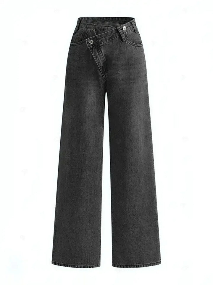Nancy | Jeans de mujer con cintura asimétrica y perneras anchas