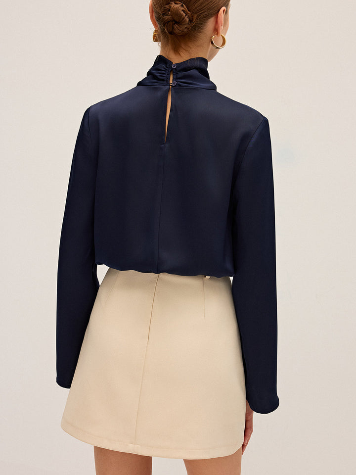 Sylwia | Blusa de satén elegante para mujer con escote drapeado