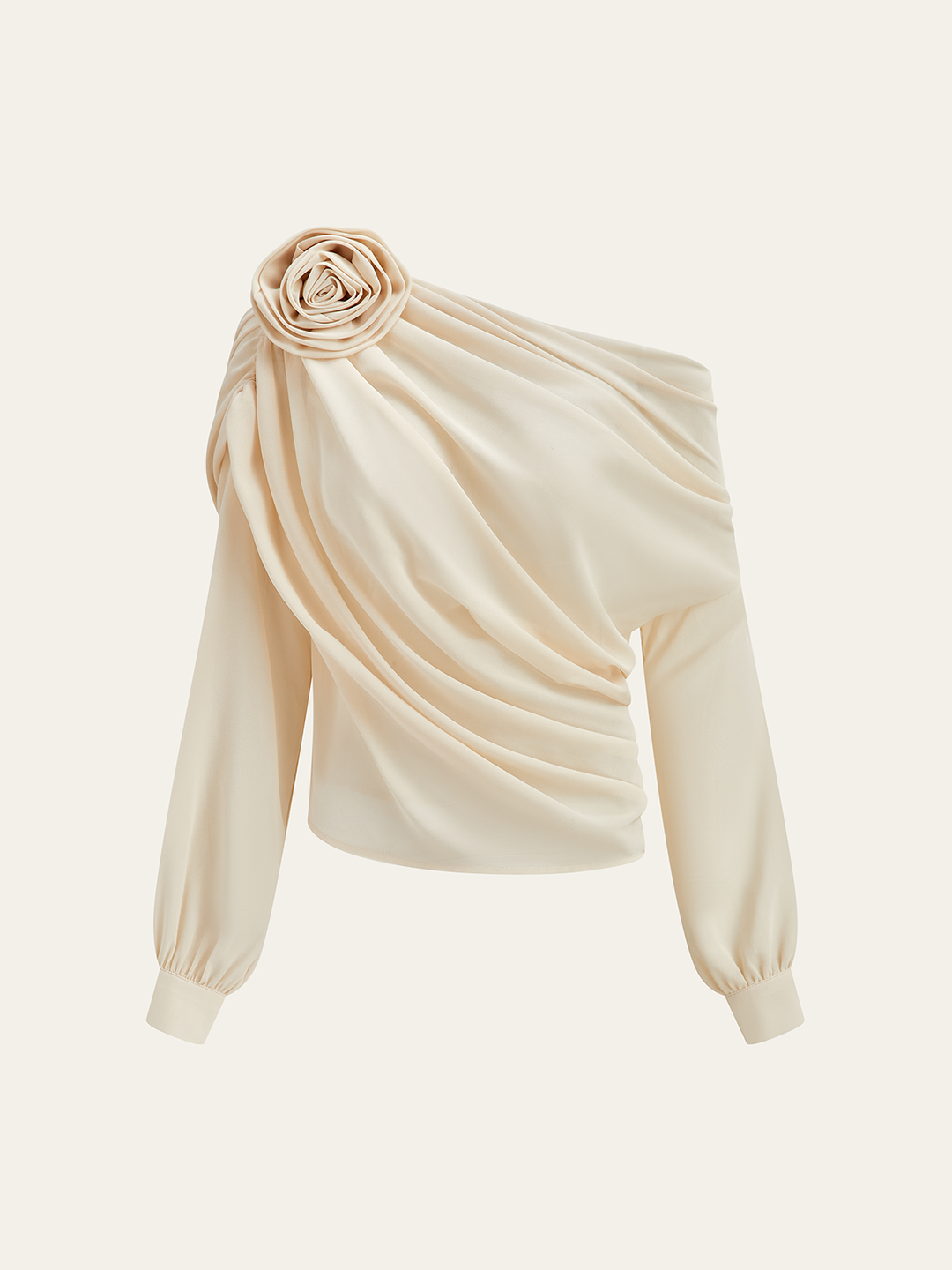 Callie | Blusa de chiffon semitransparente para mujer de un solo hombro con corte asimétrico