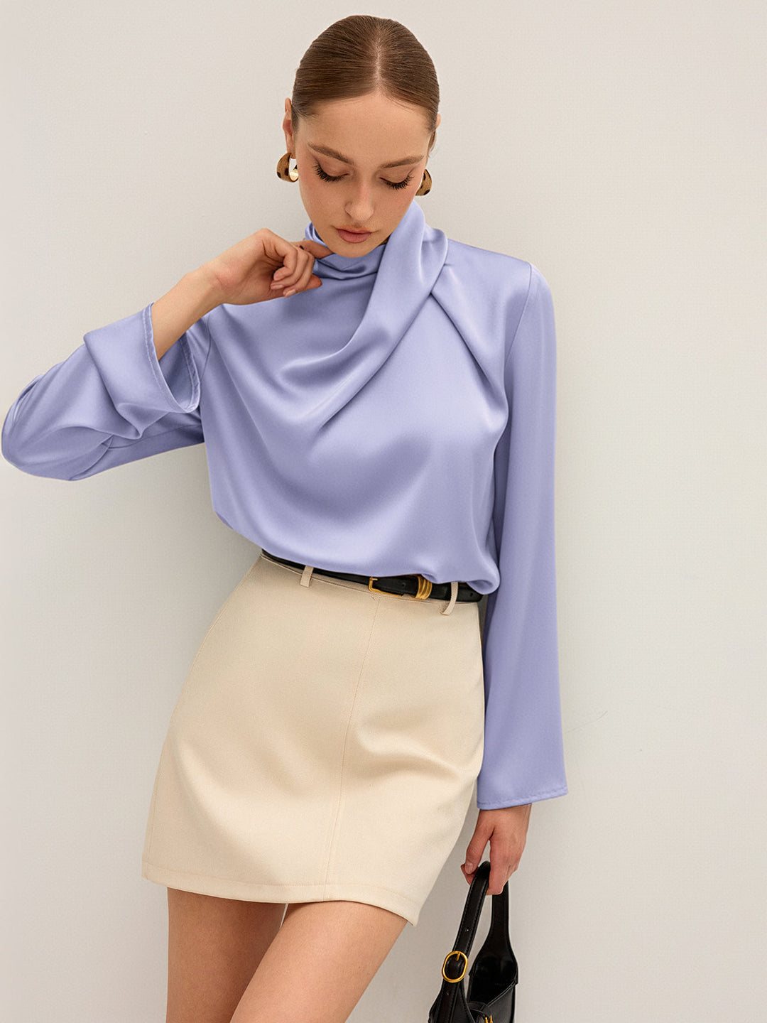 Sylwia | Blusa de satén elegante para mujer con escote drapeado