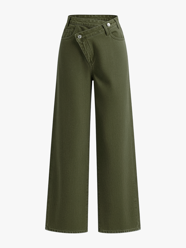 Nancy | Jeans de mujer con cintura asimétrica y perneras anchas