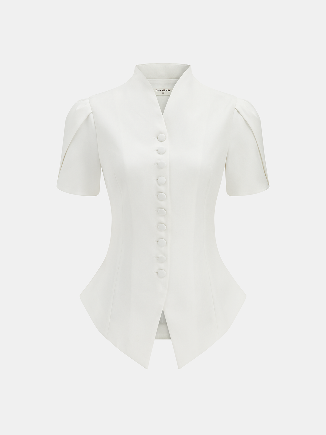 Jana | Blusa ajustada de mujer con manga corta, cuello y cierre de botones