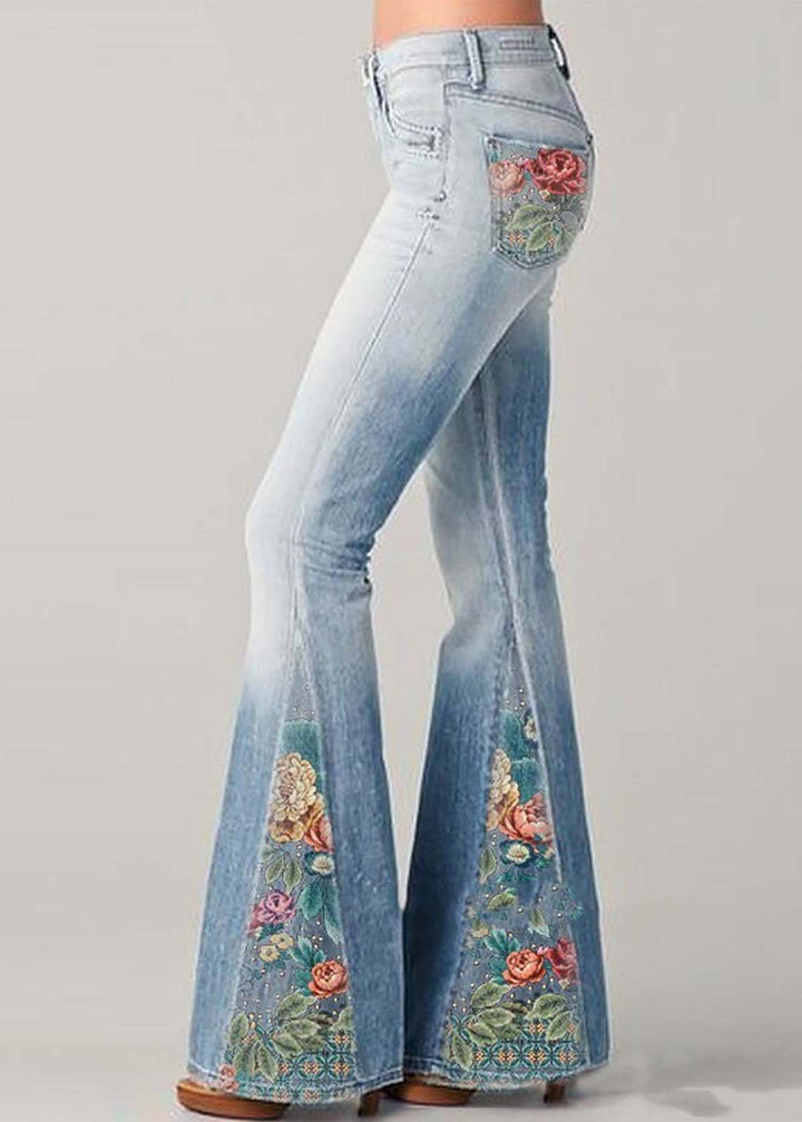 Lunessa - Jeans de Mujer de Campana con Cintura Alta | Estilo Boho Retro