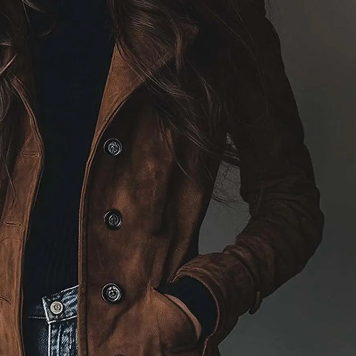 Haley | Abrigo largo de mujer estilo trench, abrigo clásico elegante
