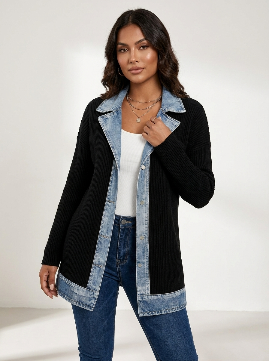 Christina | Chaqueta de punto para mujer estilo vaquero para el día a día – vestido de noche