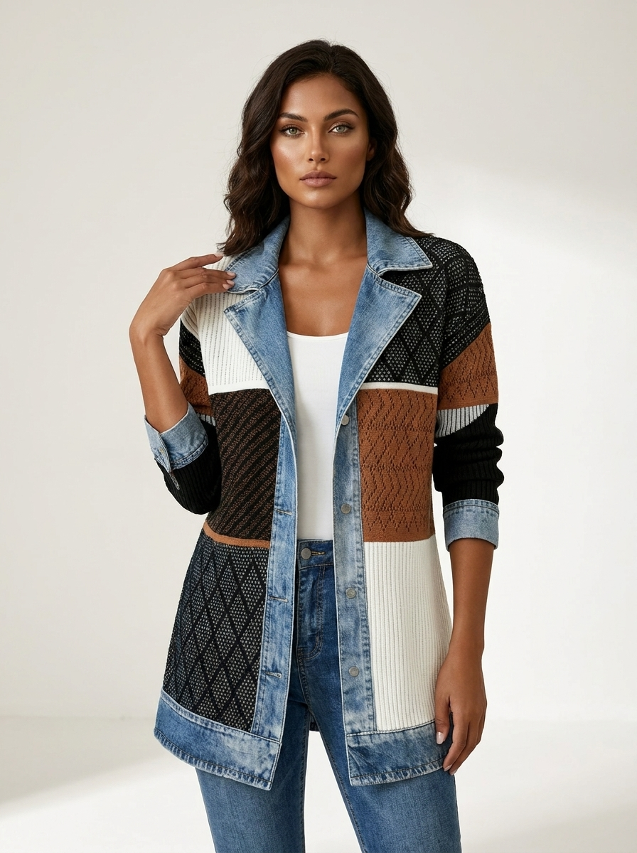 Christina | Chaqueta de punto para mujer estilo vaquero para el día a día – vestido de noche